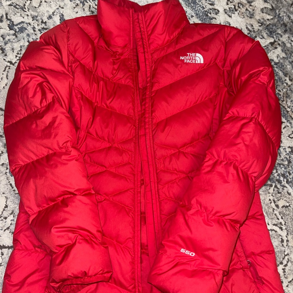 Northface 550 puffer jacket bright red